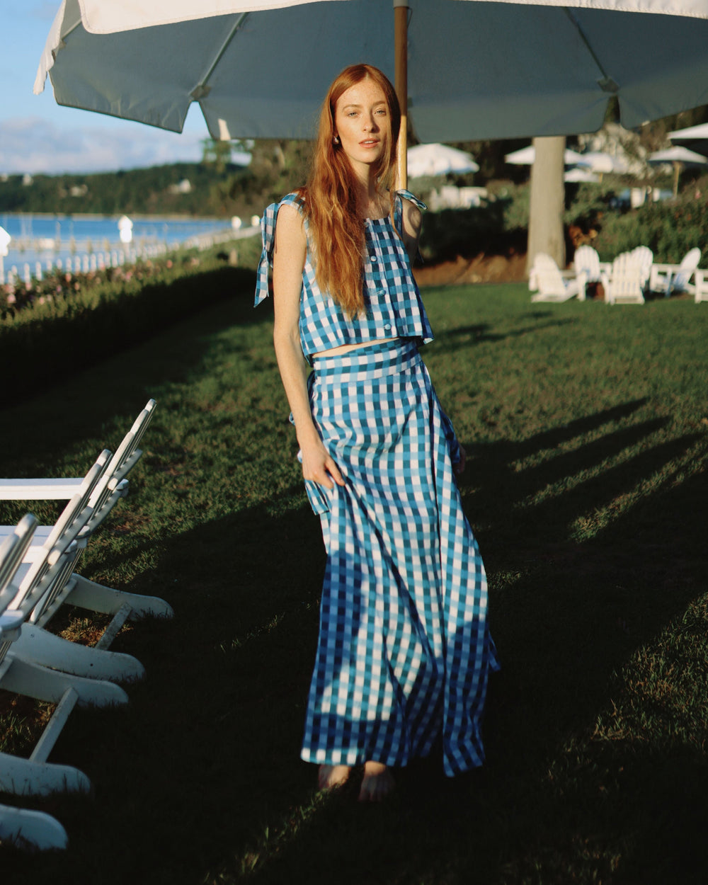 Helena Midi Wrap Skirt in Cape Gingham