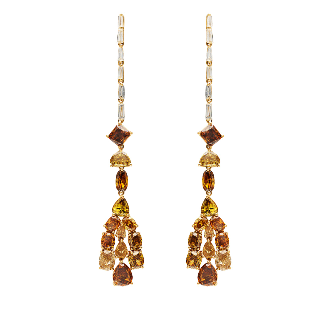 Copal Fancy Yellow Diamond Linear Earrings