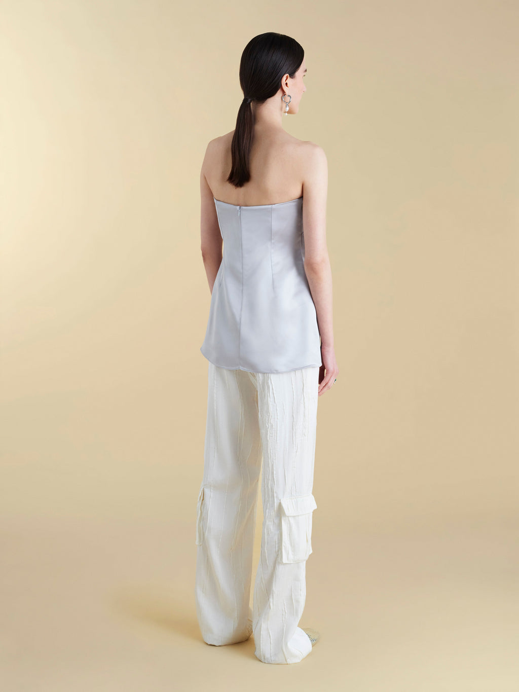 Satin Twist Bustier in Grey