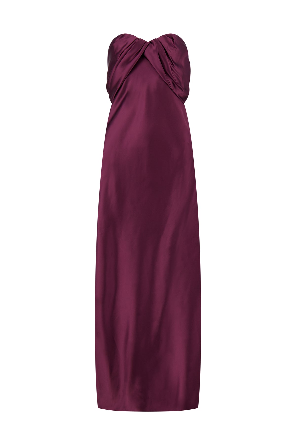Satin Draped Bustier Dress in Garnet