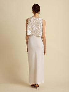Paillette Bias Dress in Ivory