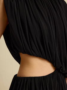 Draped Jersey Dress in Black