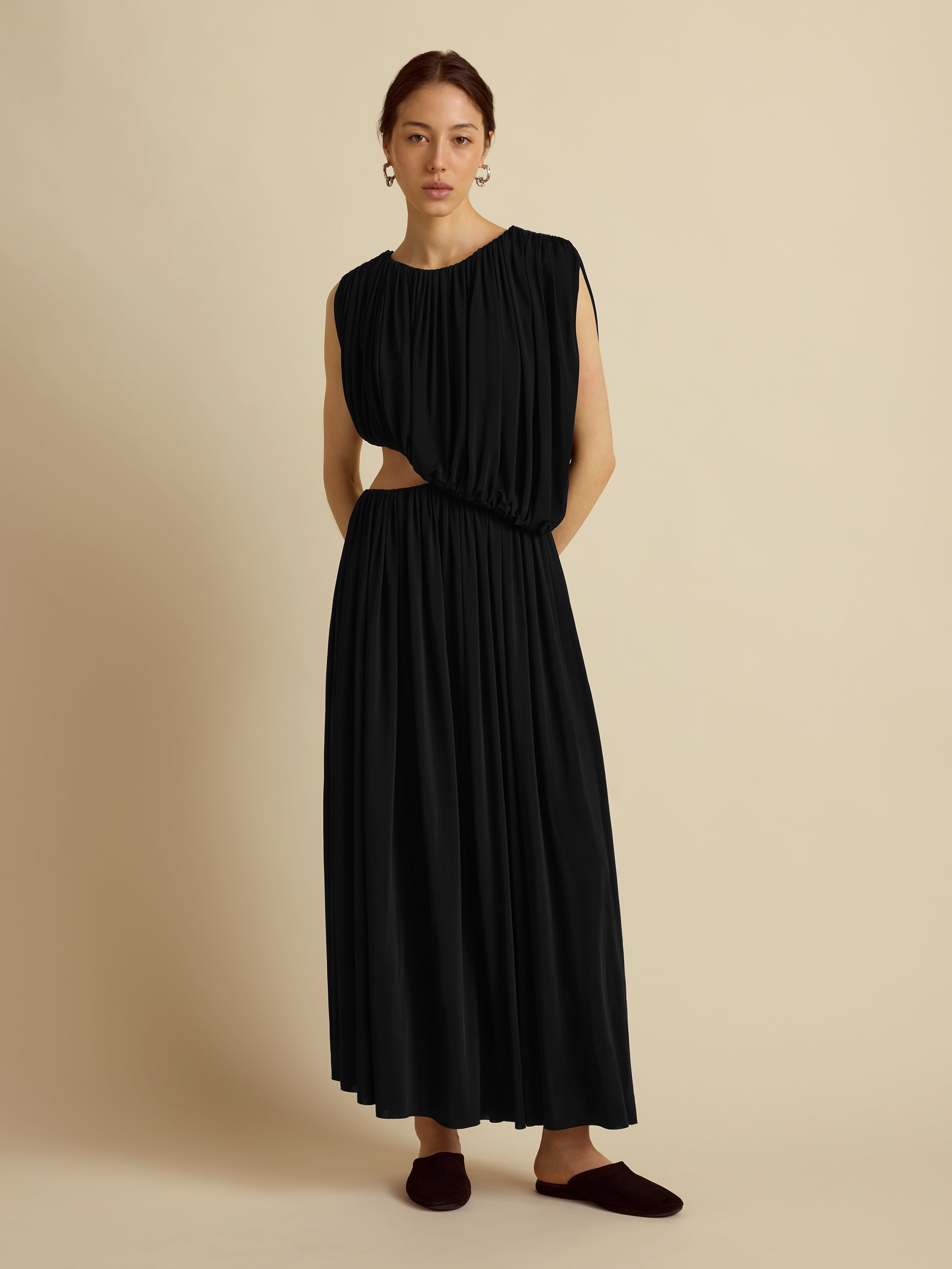 Draped Jersey Dress in Black