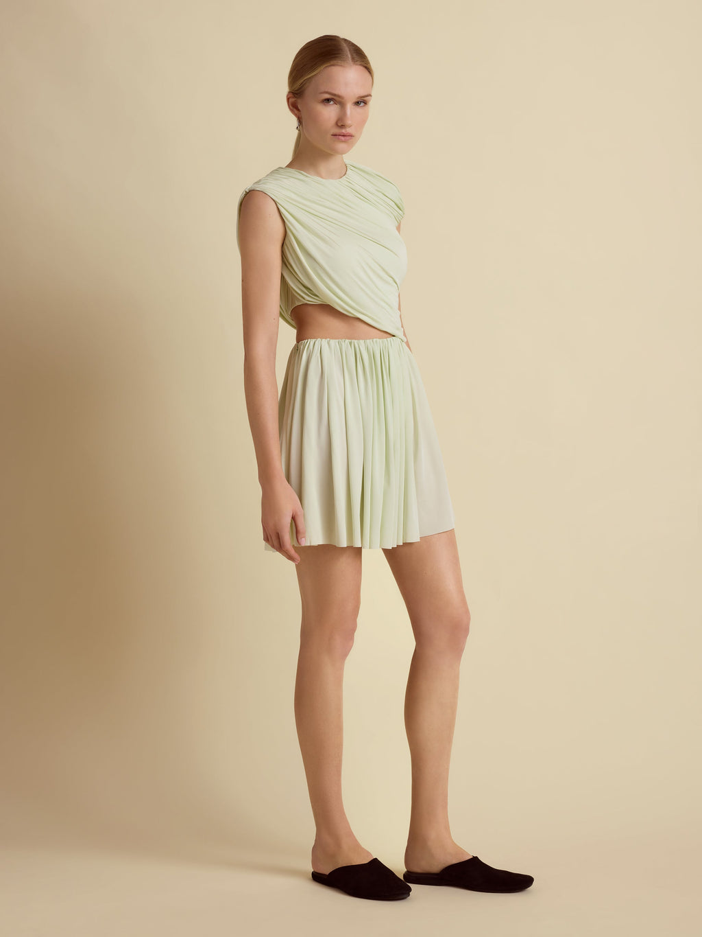 Draped Jersey Mini Dress in Hemlock