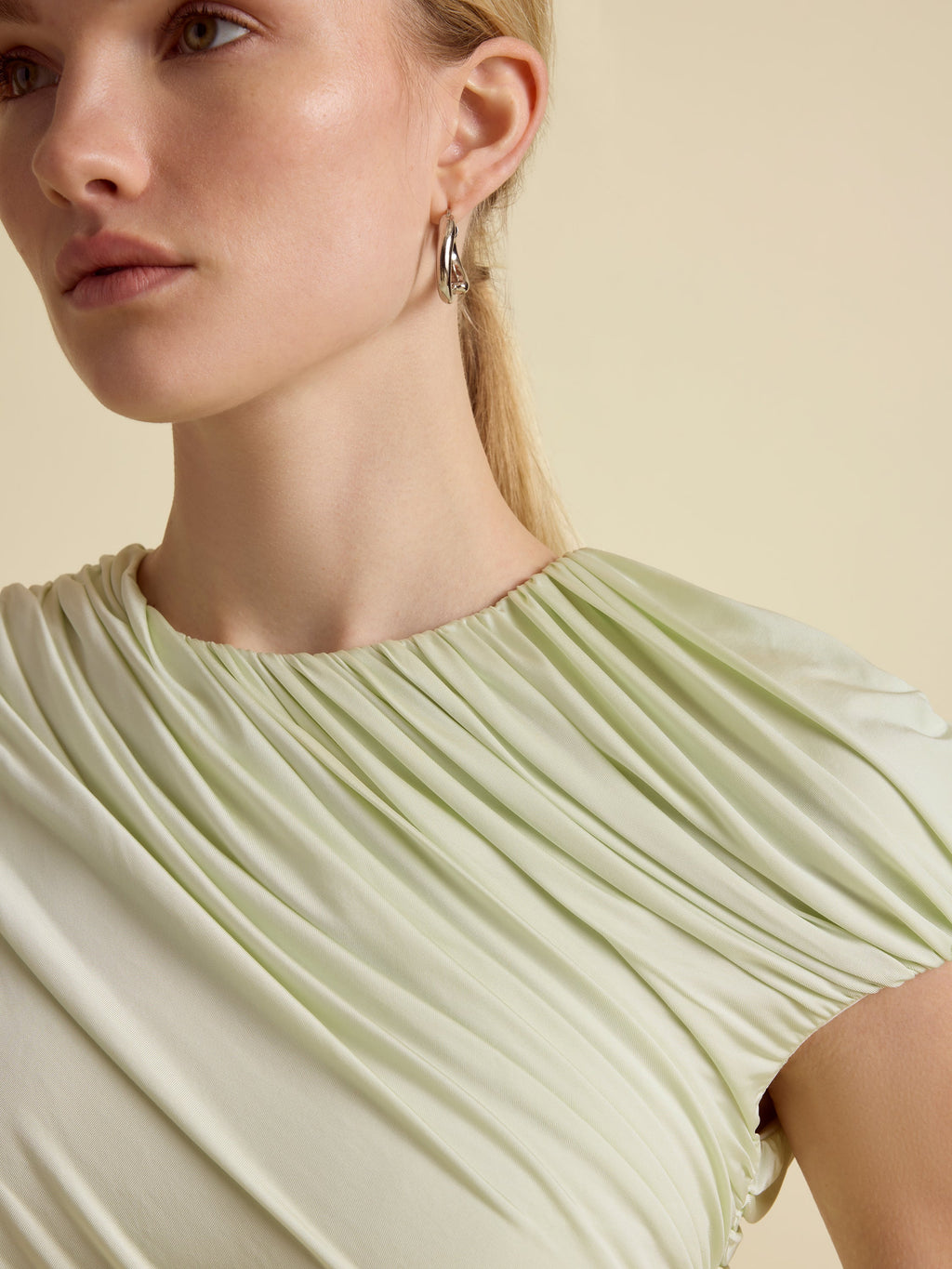 Draped Jersey Mini Dress in Hemlock