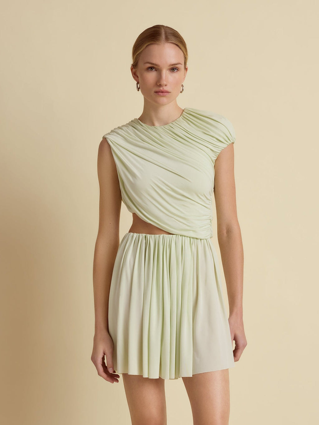 Draped Jersey Mini Dress in Hemlock