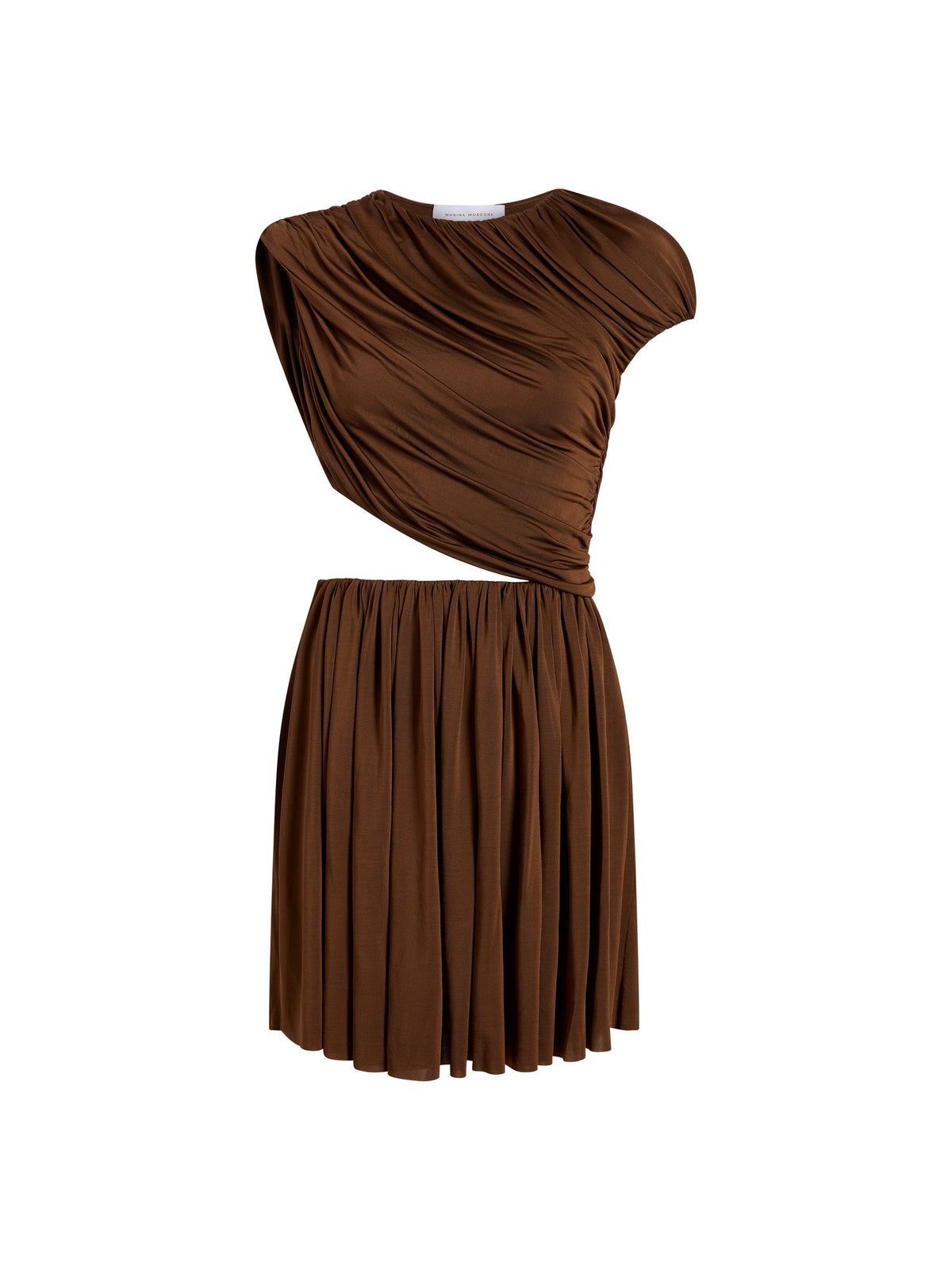Draped Jersey Mini Dress in Umber
