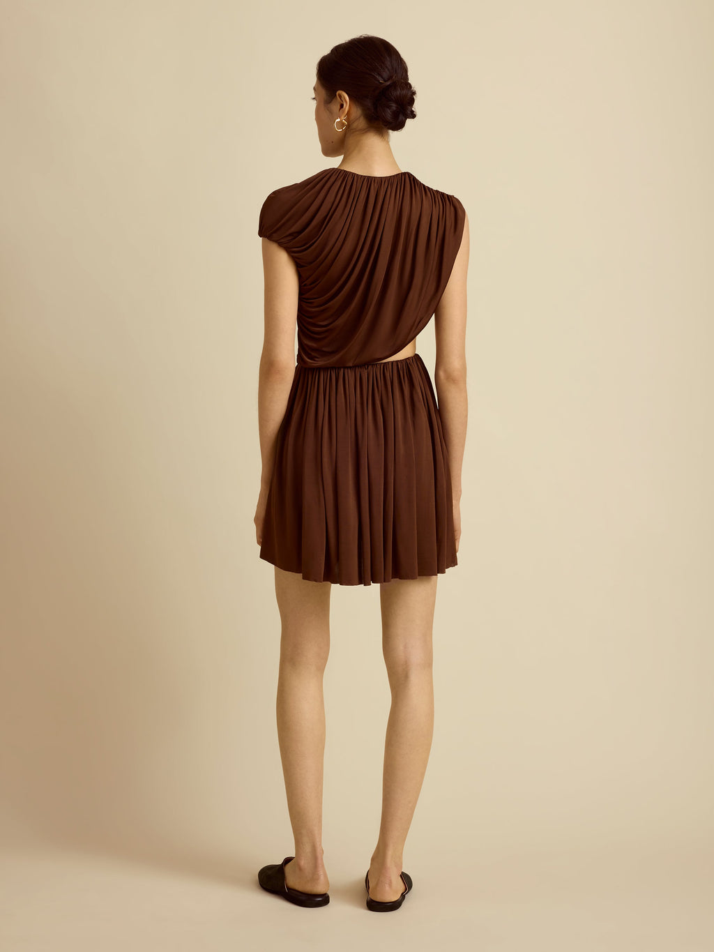 Draped Jersey Mini Dress in Umber