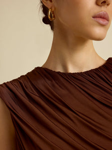 Draped Jersey Mini Dress in Umber