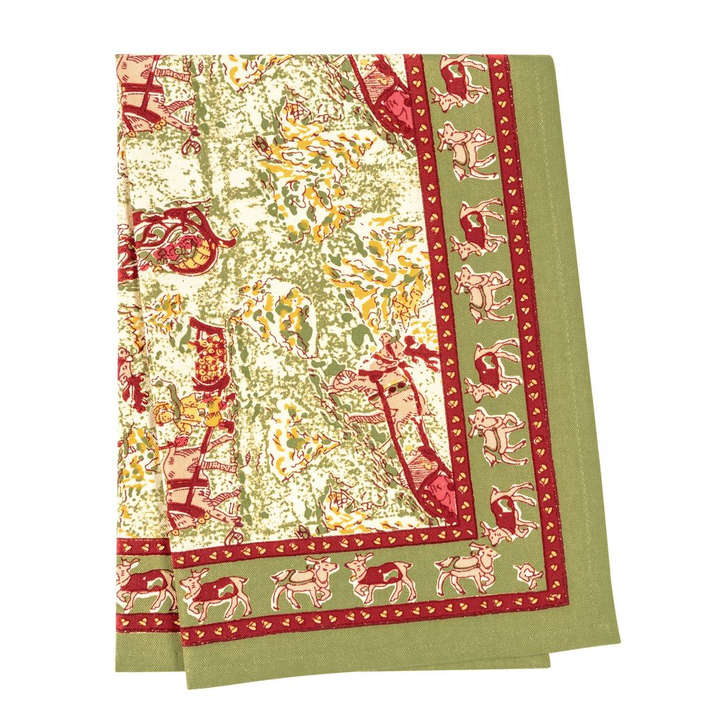 Renne Reindeer Tea Towels in Red & Green, Set of 3