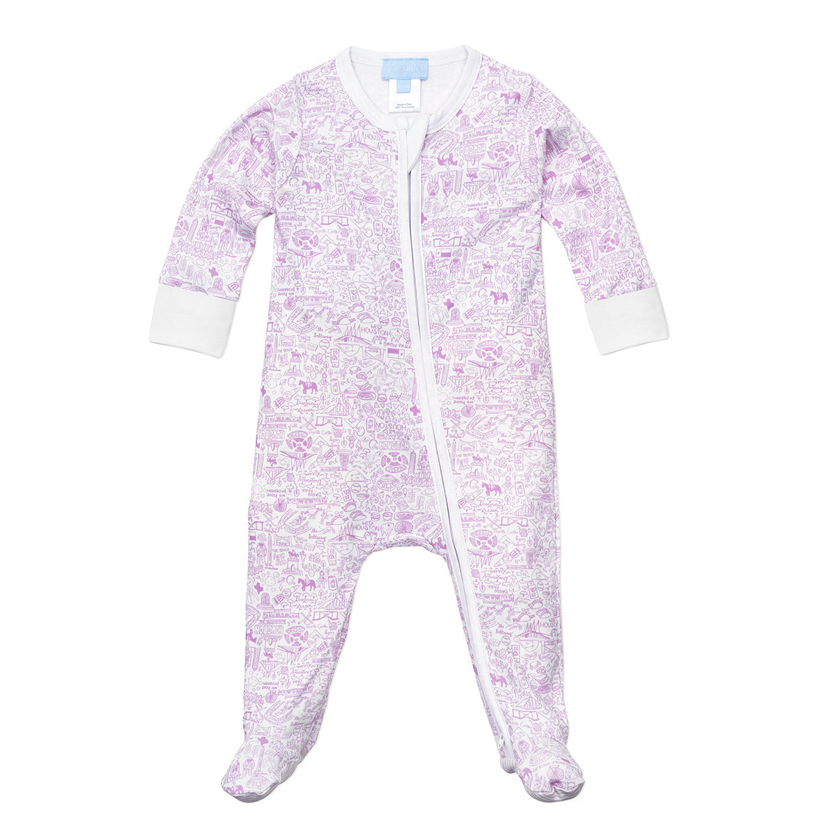 Joy Street Kids Houston print zip onesie, pink