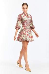 Valencia Mini Dress in Jardin Rose
