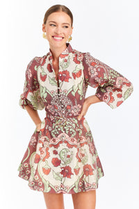 Valencia Mini Dress in Jardin Rose