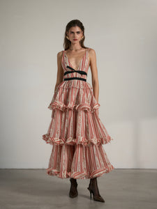 The Valencia Dress in Red Stripe Floral