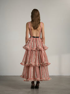 The Valencia Dress in Red Stripe Floral