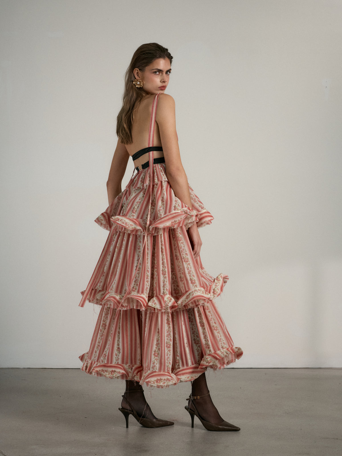 The Valencia Dress in Red Stripe Floral