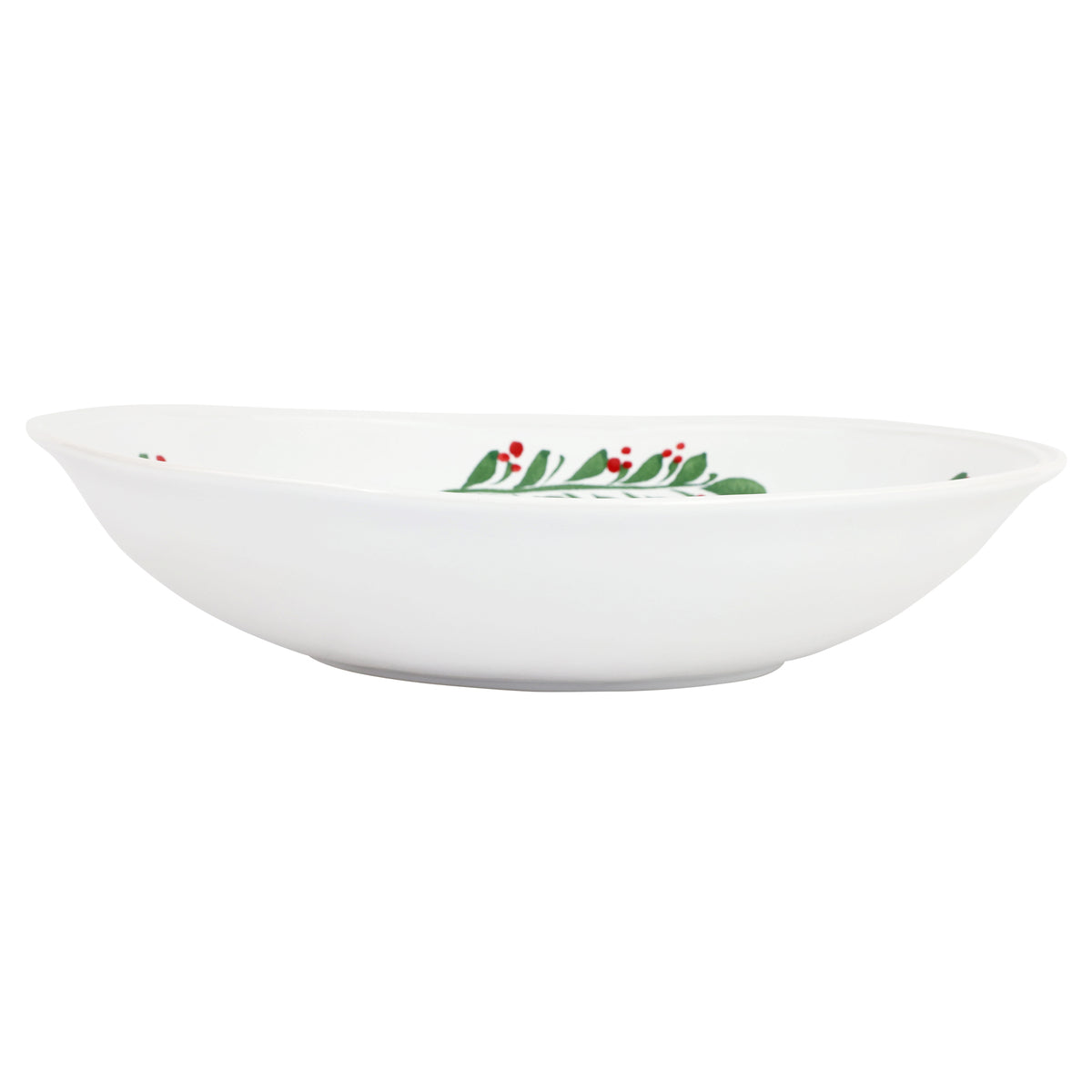 Aria Holiday Shallow Oval Bowl in Green