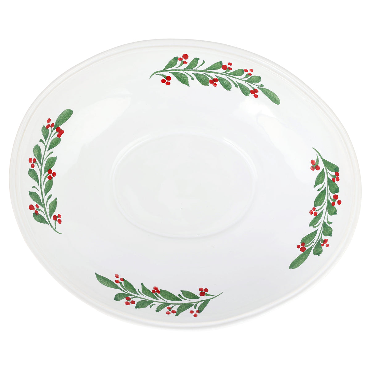 Aria Holiday Shallow Oval Bowl in Green