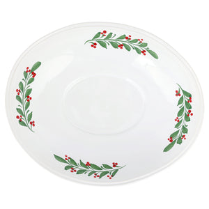 Aria Holiday Shallow Oval Bowl in Green