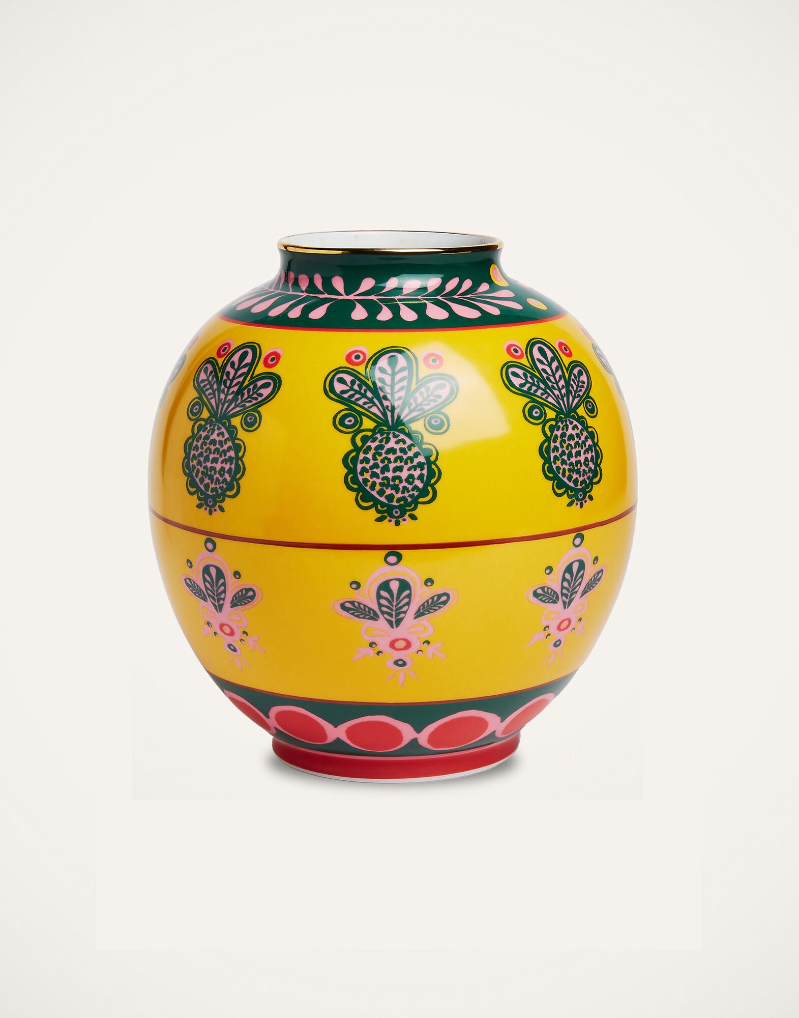 Bubble Vase Pineapple Giallo in Porcelain