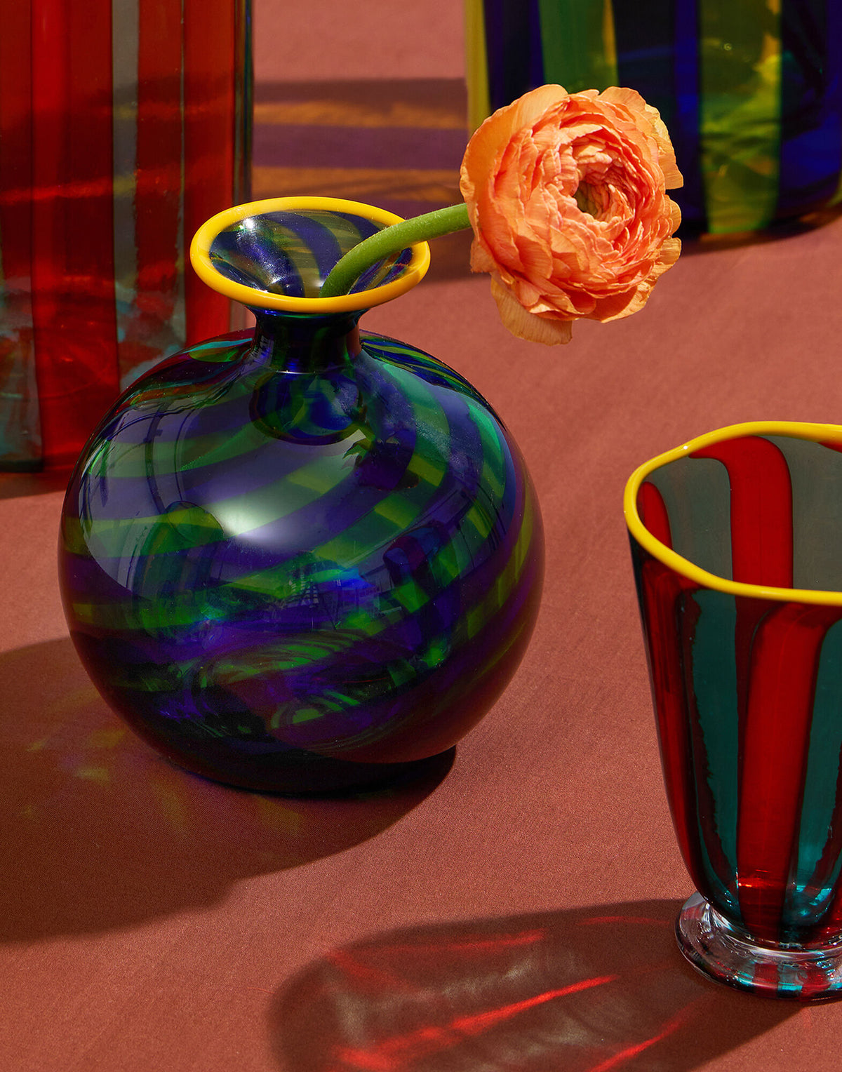 Mini Ciccio Vase in Rigadin Twist Blue