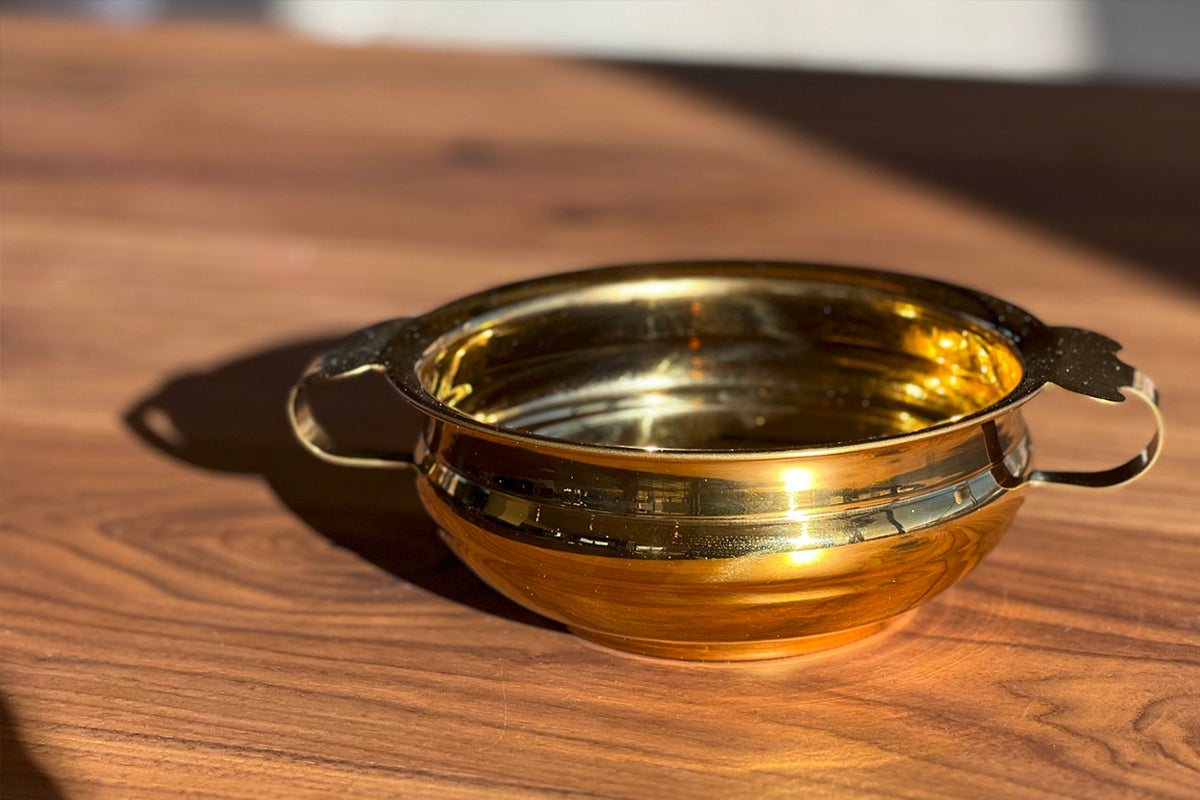 Indian Handi Serving Bowl in Brass Colored Stainless Steel