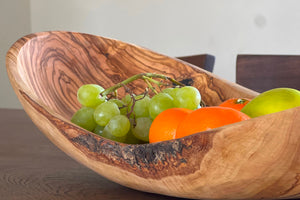 Italian Olivewood Boat Shaped Serving Bowl