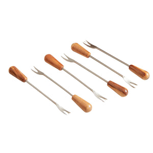 Italian Olivewood Aperitivo Forks, Set of 6