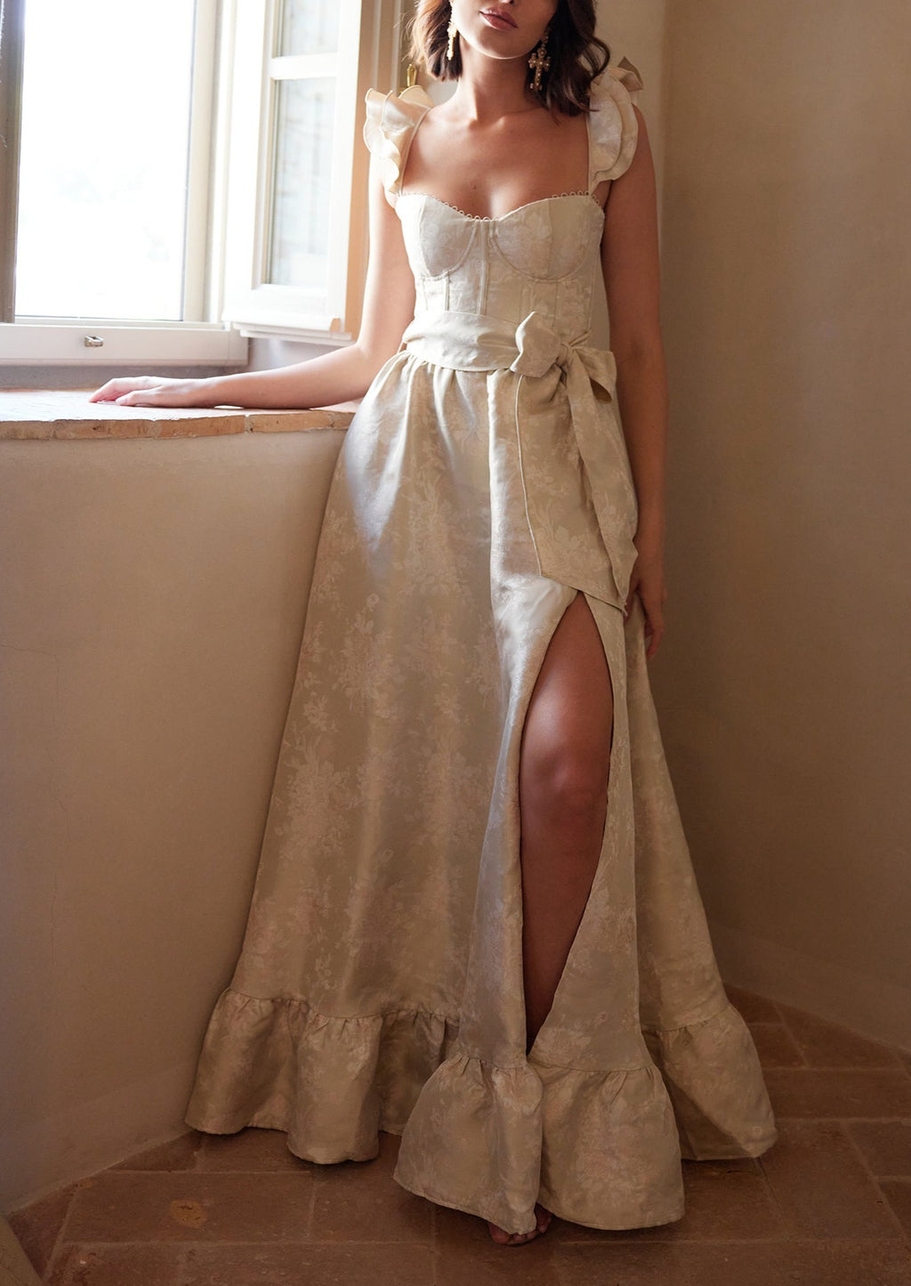 windsor champagne dress The Veronica Dress in Taupe Windsor Brocade US 4 / Taupe Windsor Brocade