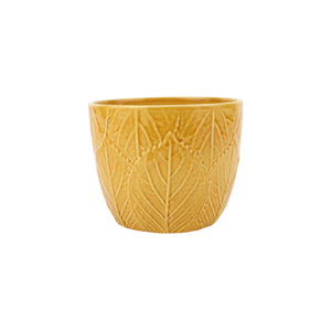Viva Garden Embossed Leaves Cachepot in Amber