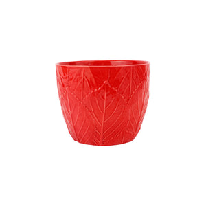 Viva Garden Embossed Leaves Cachepot in Red