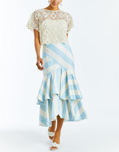 Victoria Convertible Gown Skirt in Blue & Ivory Stripe