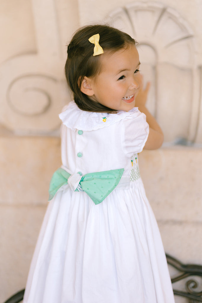 Victoria White Mint Smocked Dress