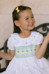 Victoria White Mint Smocked Dress