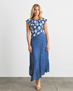 Violeta Dress in French Blue/Cream Multi