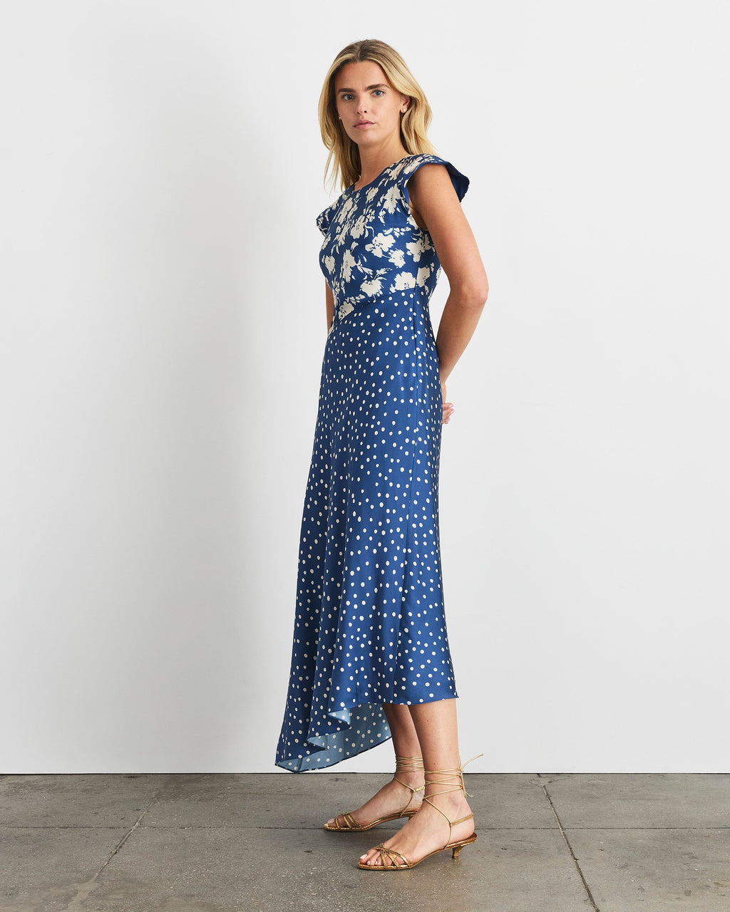 Violeta Dress in French Blue/Cream Multi