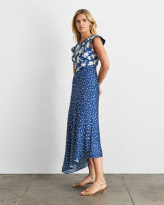Violeta Dress in French Blue/Cream Multi