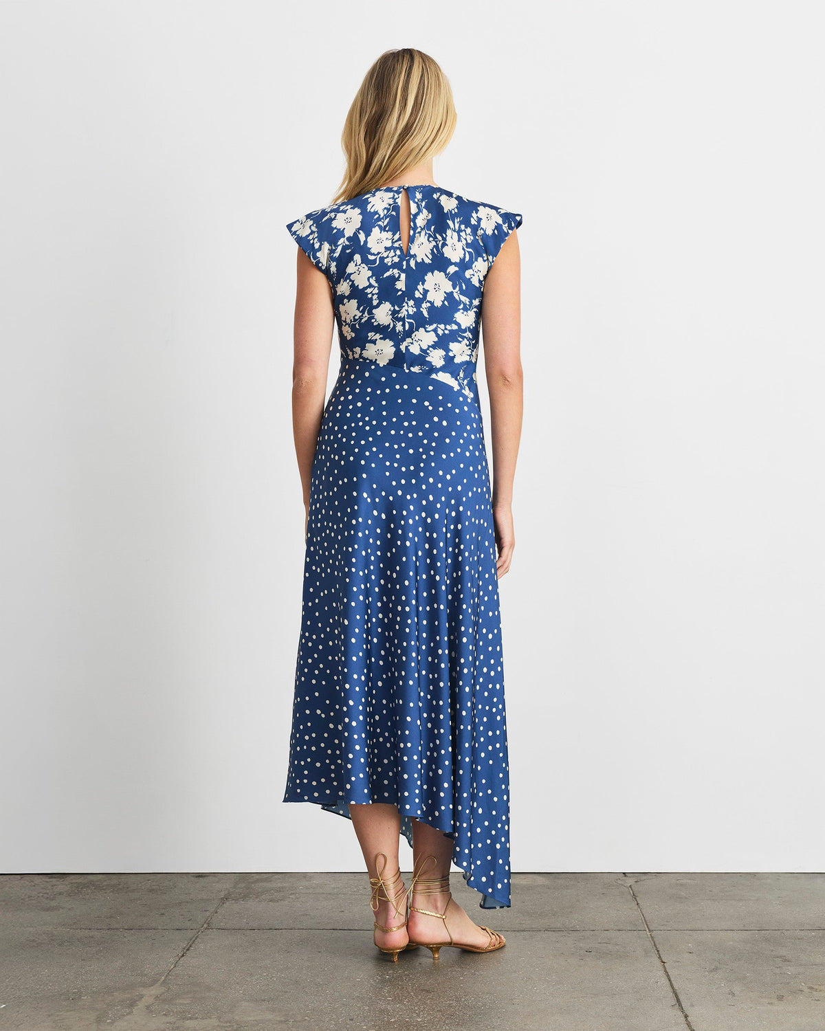 Violeta Dress in French Blue/Cream Multi