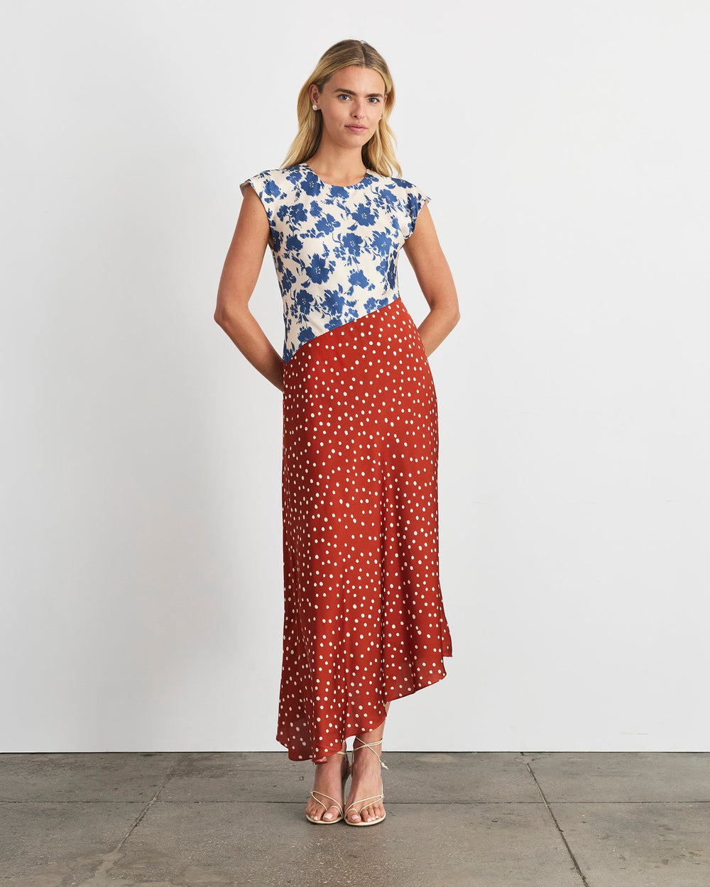 Violeta Dress in Cream/French Blue Multi
