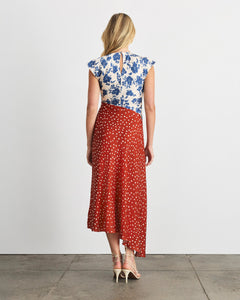 Violeta Dress in Cream/French Blue Multi