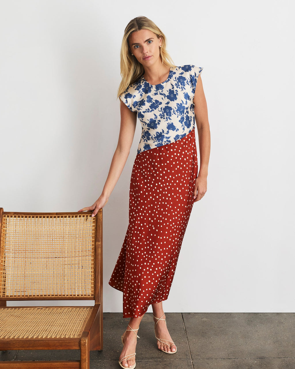 Violeta Dress in Cream/French Blue Multi