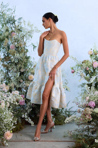 The Virginia Dress in Sky Windsor Brocade