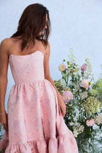 The Virginia Dress in Light Pink Windsor Brocade