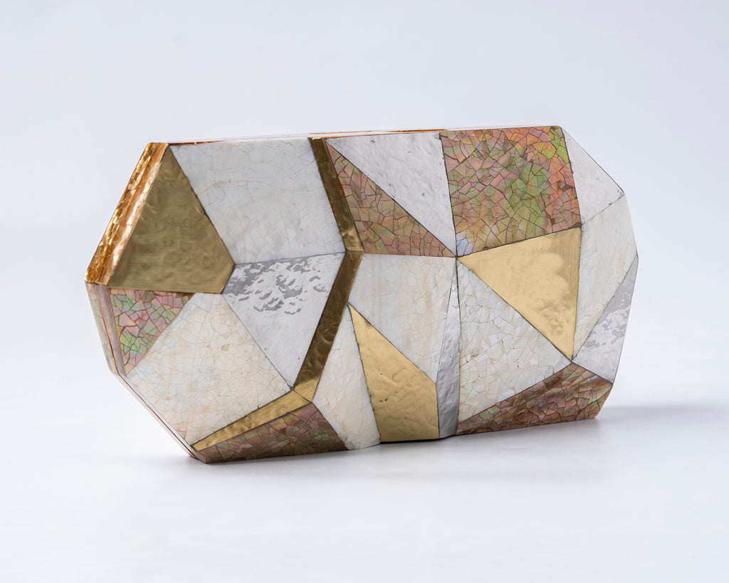 Vivienne Clutch in Gold/Silver/White
