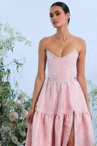 The Vivian Dress in Light Pink Windsor Brocade