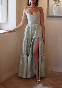 The Vivian Dress in Sage Windsor Brocade