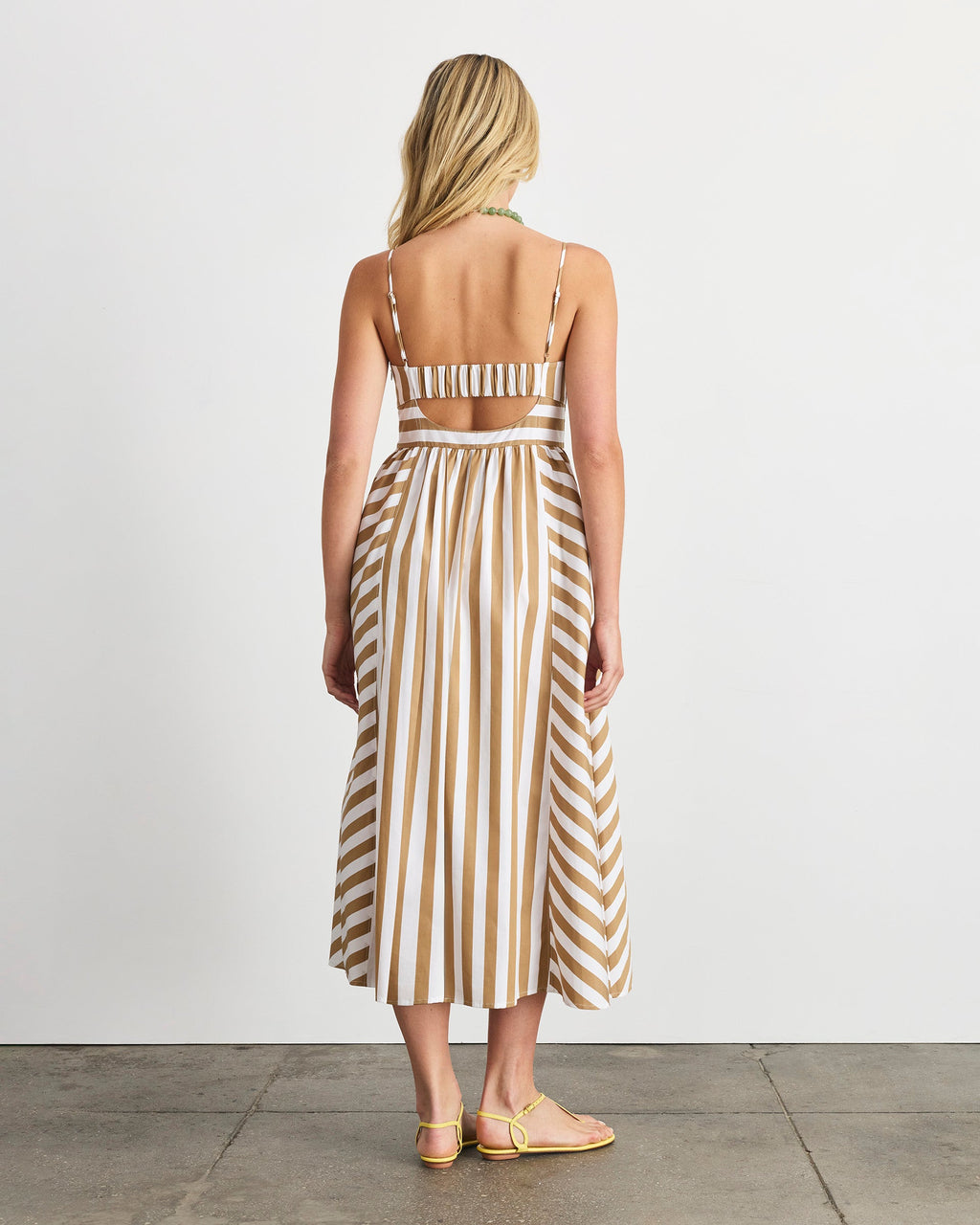 Vivien Dress in Optic White/Dark Khaki