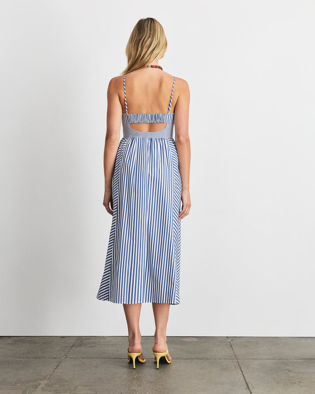 Vivien Dress in Optic White/French Blue Stripe