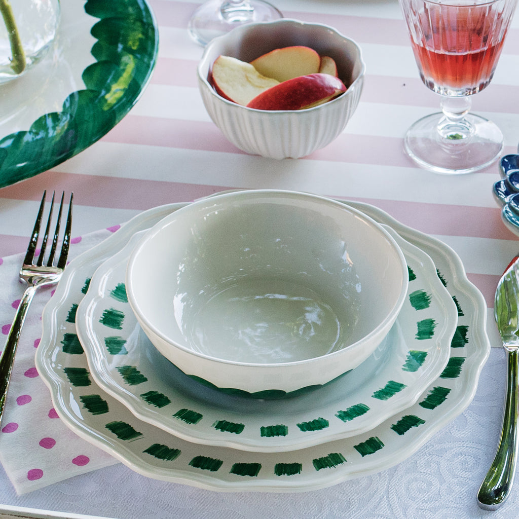 Lisbon Green Stitch Dinner Plate