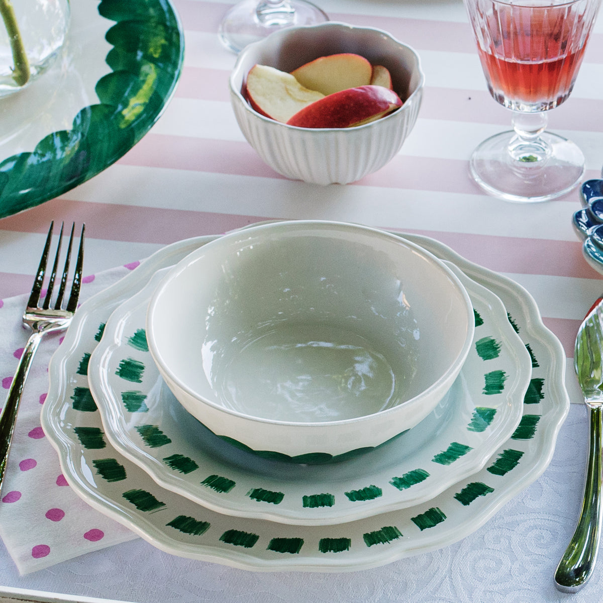 Lisbon Green Stitch Dinner Plate